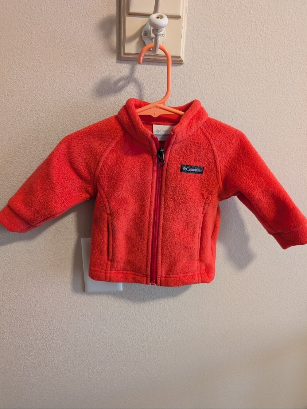 Columbia Fleece Jacket Baby Girl 3-6 Months Coral Winter Warm Coat Zip Up